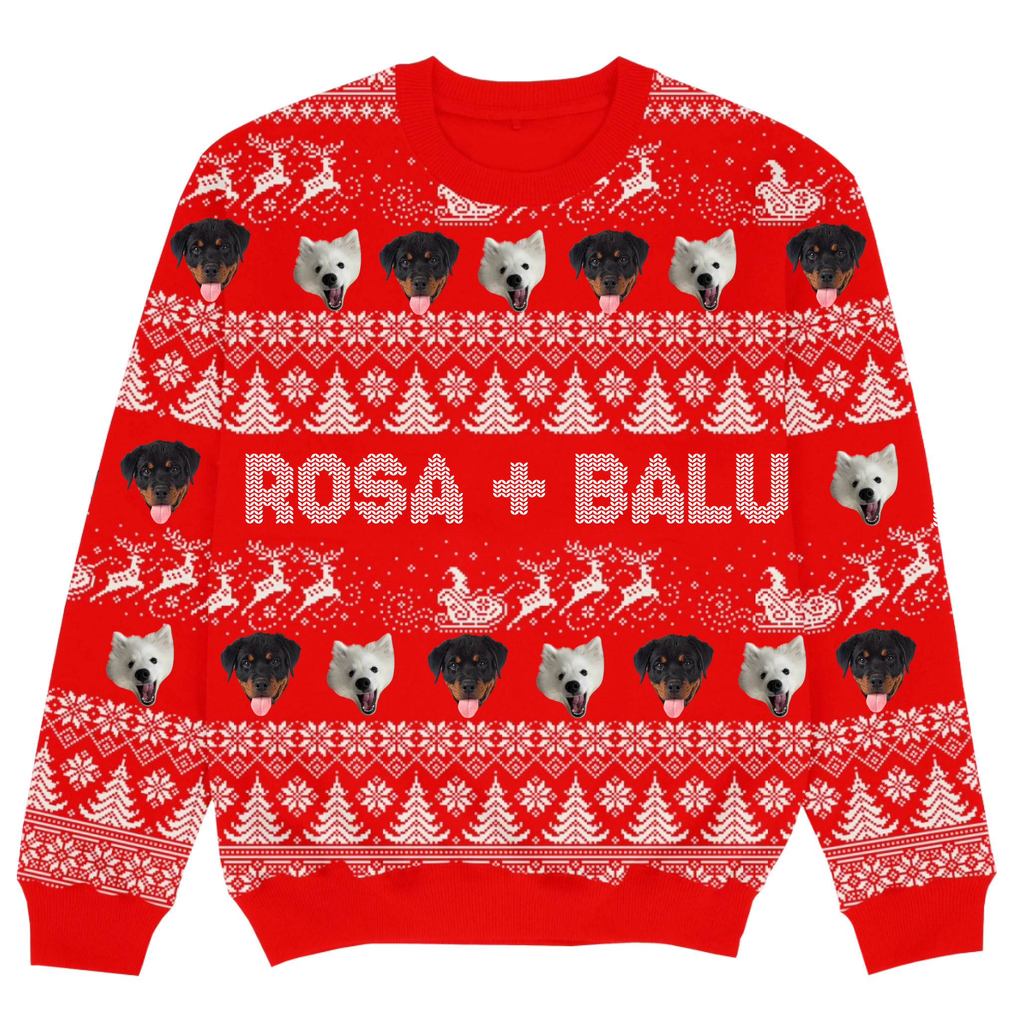PET PATTERN RED - Personalisierbarer Christmas Sweater