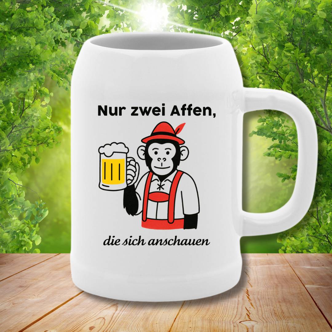 NUR ZWEI AFFEN - Bierkrug Stein