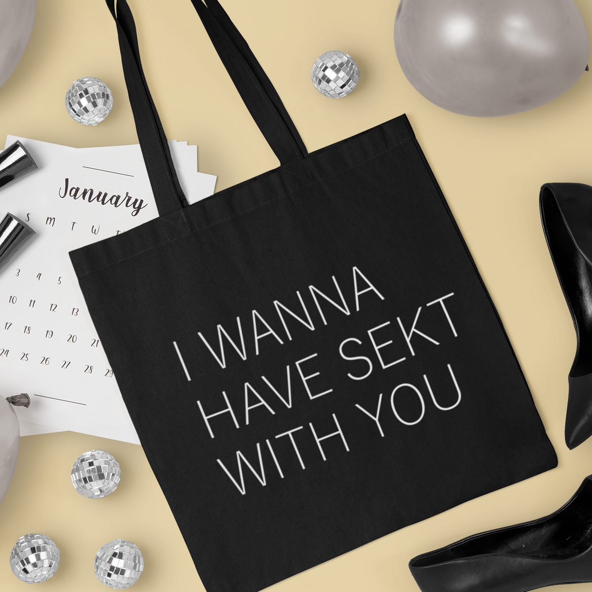 I WANNA HAVE SEKT - Einkaufstasche Biobaumwolle - Weinspirits
